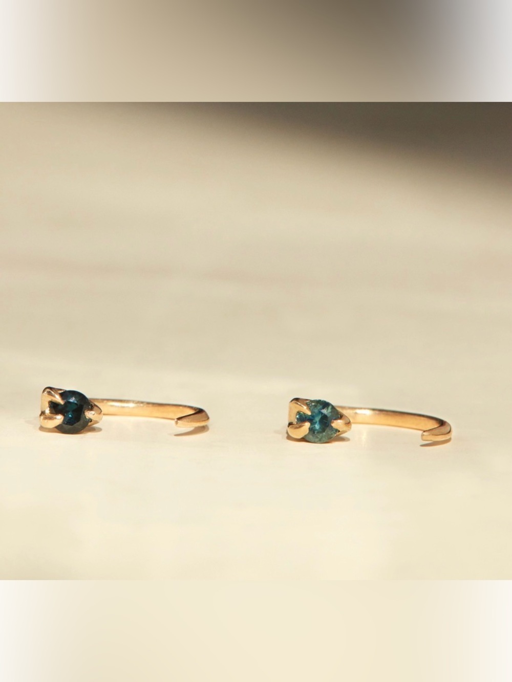 Catbird Nectar Solid 14 k Gold Huggie Earrings with Sapphire